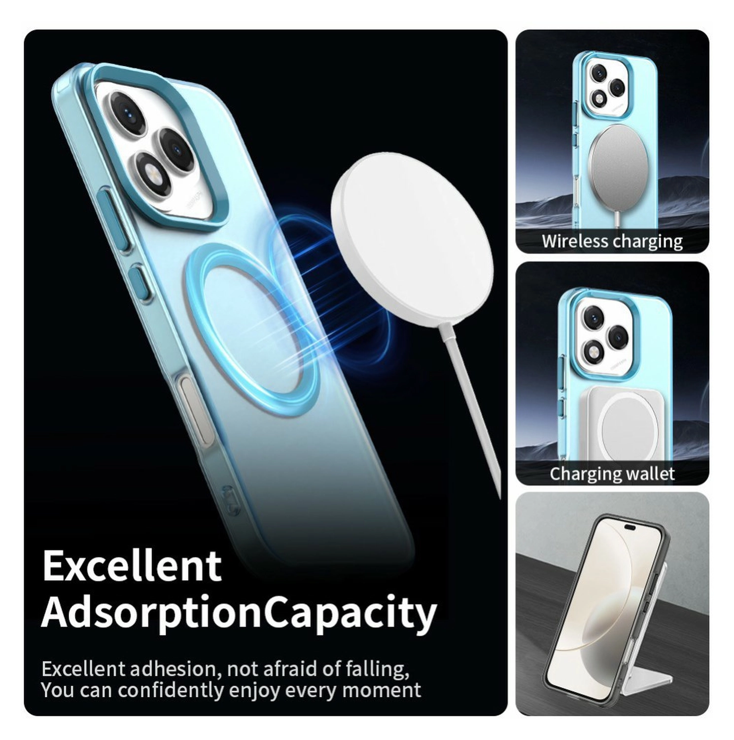 Honor 400 Lite Hoesje MagSafe Backcover Semi-Transparant & Blauw afbeelding 4