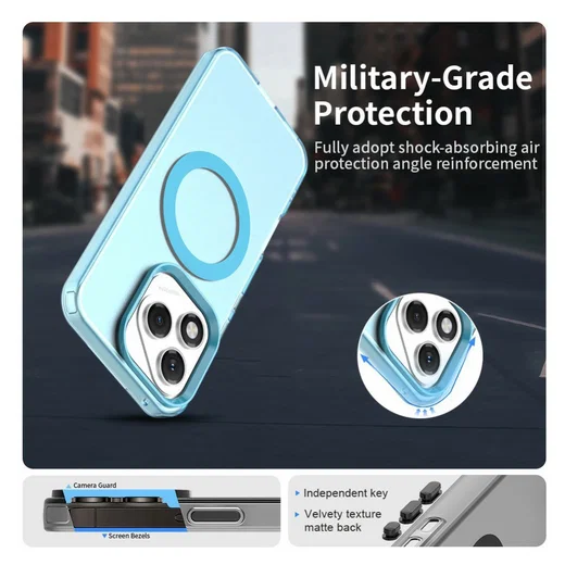 Honor 400 Lite Hoesje MagSafe Backcover Semi-Transparant & Blauw afbeelding 6