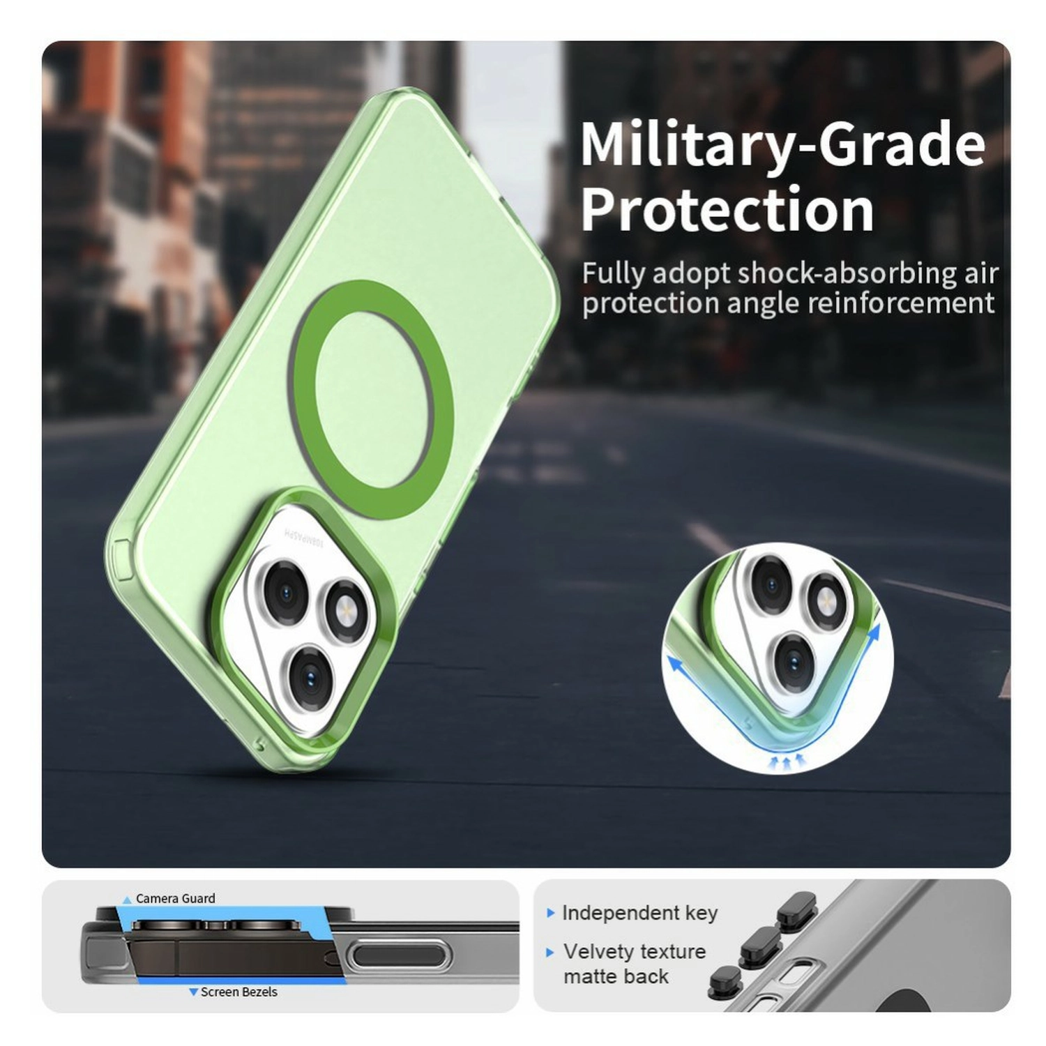 Honor 400 Lite Hoesje MagSafe Backcover Semi-Transparant & Groen afbeelding 4