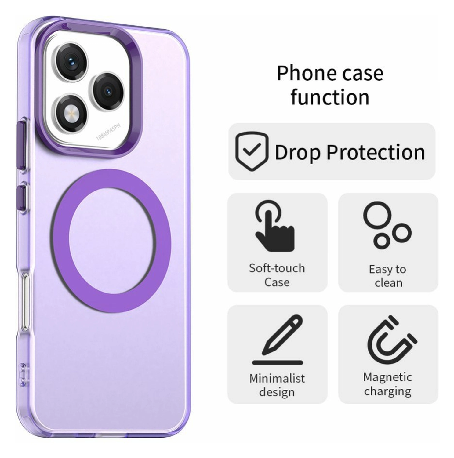 Honor 400 Lite Hoesje MagSafe Backcover Semi-Transparant & Paars afbeelding 2