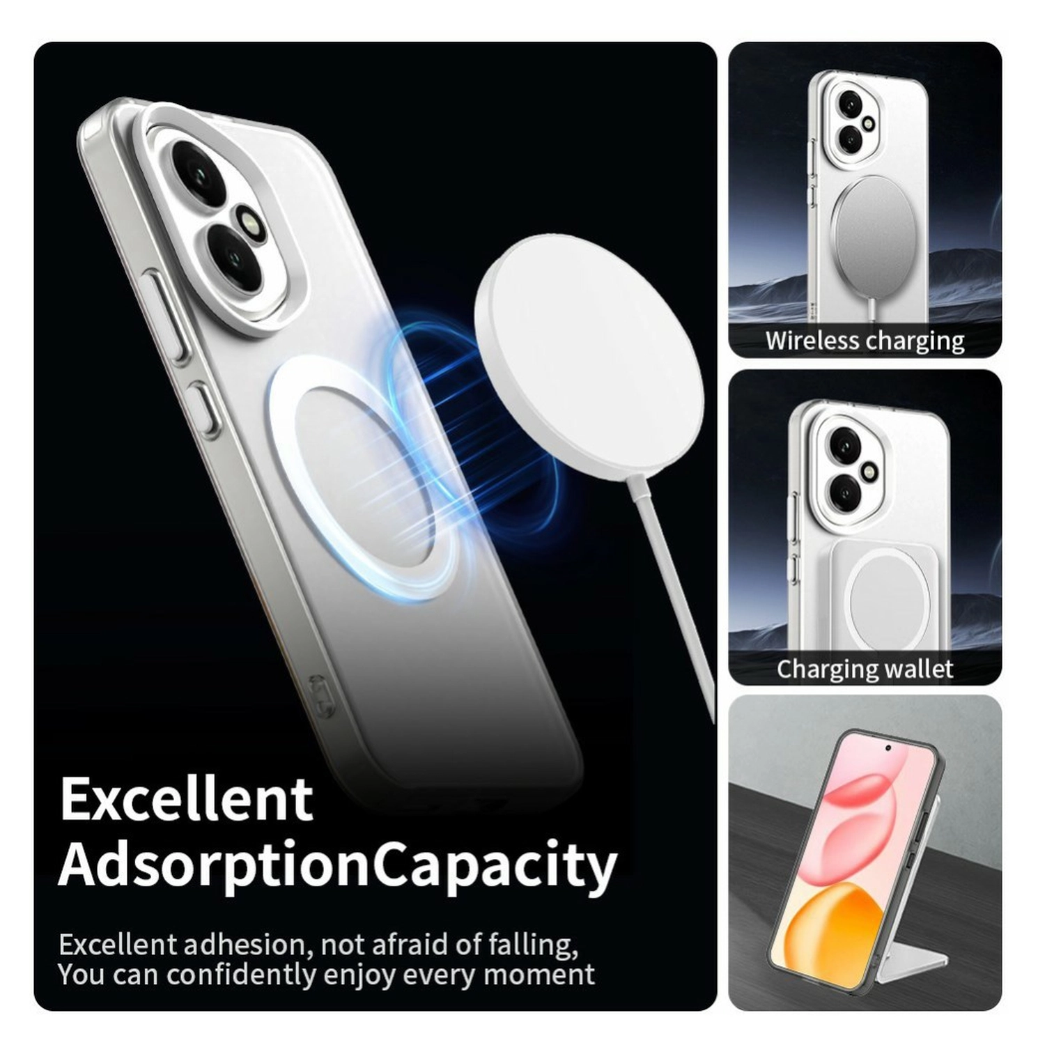 Honor 400 Hoesje MagSafe Backcover Semi-Transparant & Wit afbeelding 4