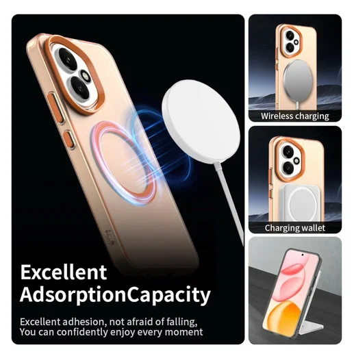 Honor 400 Hoesje MagSafe Backcover Semi-Transparant & Oranje afbeelding 4