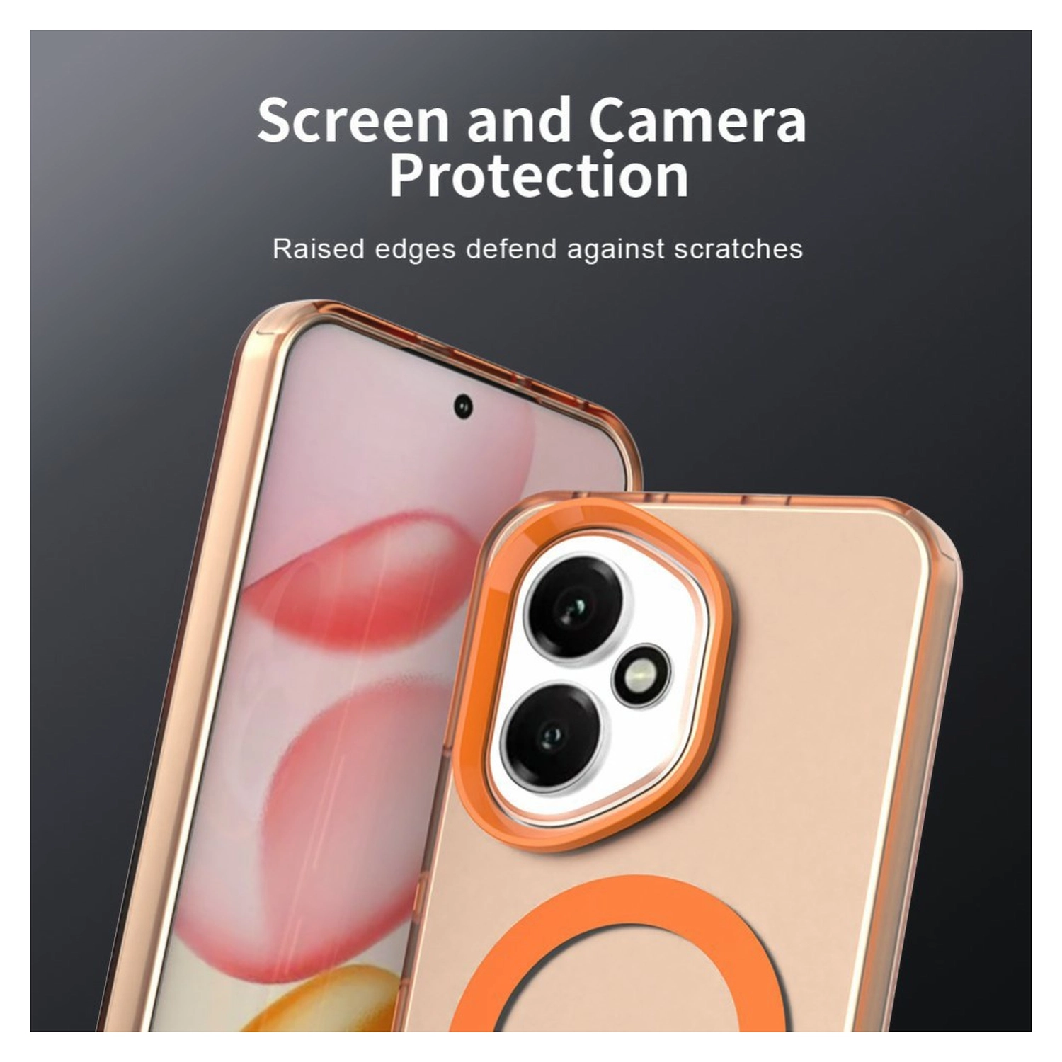 Honor 400 Hoesje MagSafe Backcover Semi-Transparant & Oranje afbeelding 6