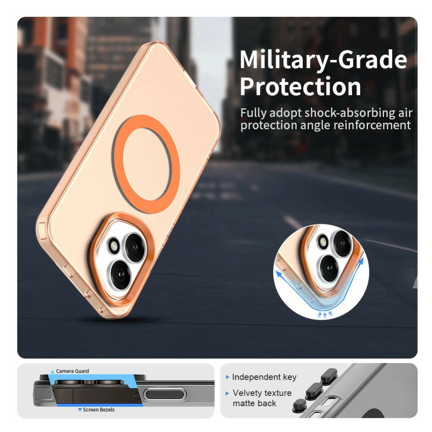 Honor 400 Hoesje MagSafe Backcover Semi-Transparant & Oranje afbeelding 8
