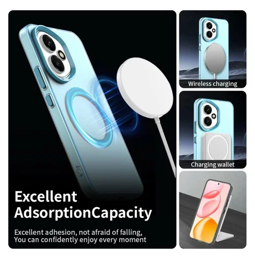 Honor 400 Hoesje MagSafe Backcover Semi-Transparant & Blauw afbeelding 4