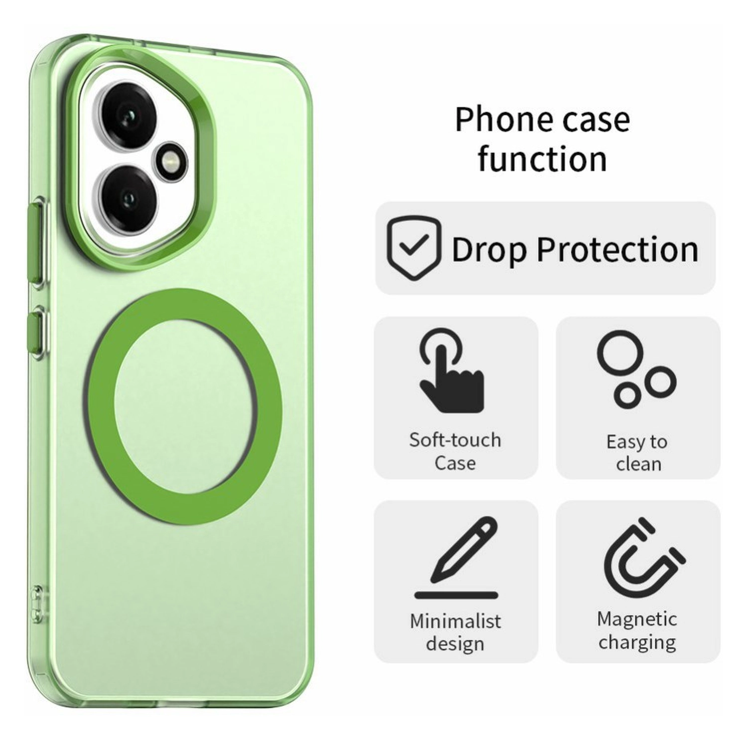 Honor 400 Hoesje MagSafe Backcover Semi-Transparant & Groen afbeelding 2