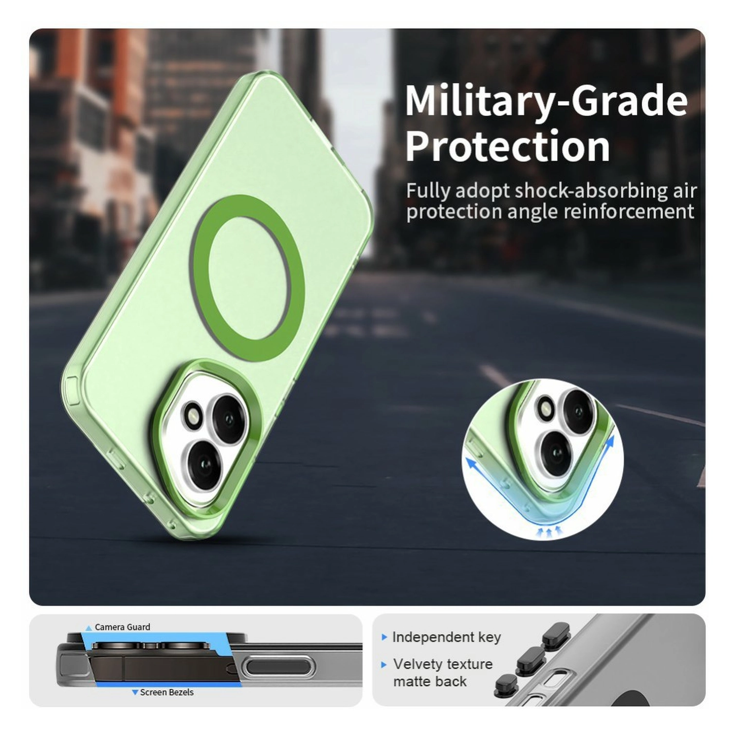 Honor 400 Hoesje MagSafe Backcover Semi-Transparant & Groen afbeelding 6