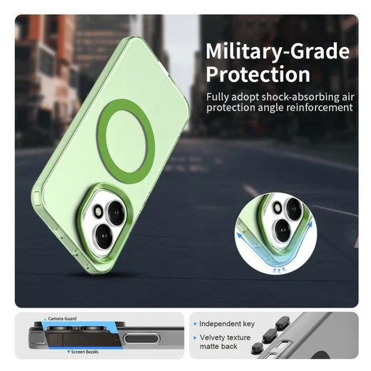 Honor 400 Hoesje MagSafe Backcover Semi-Transparant & Groen afbeelding 6