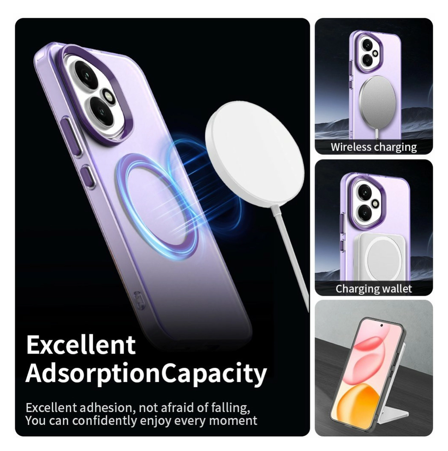 Honor 400 Hoesje MagSafe Backcover Semi-Transparant & Paars afbeelding 4