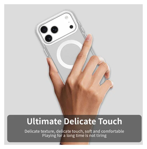 Apple iPhone 17 Pro Max Hoesje MagSafe Backcover Semi-Transparant & Wit afbeelding 11