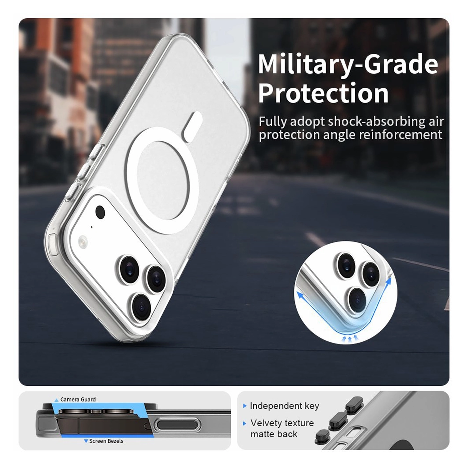 Apple iPhone 17 Pro Max Hoesje MagSafe Backcover Semi-Transparant & Wit afbeelding 7