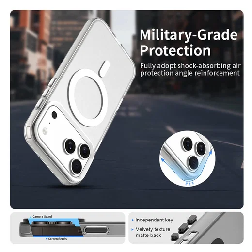 Apple iPhone 17 Pro Max Hoesje MagSafe Backcover Semi-Transparant & Wit afbeelding 7