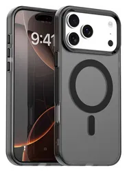 Apple iPhone 17 Pro Max Hoesje MagSafe Backcover Semi-Transparant & Zwart afbeelding