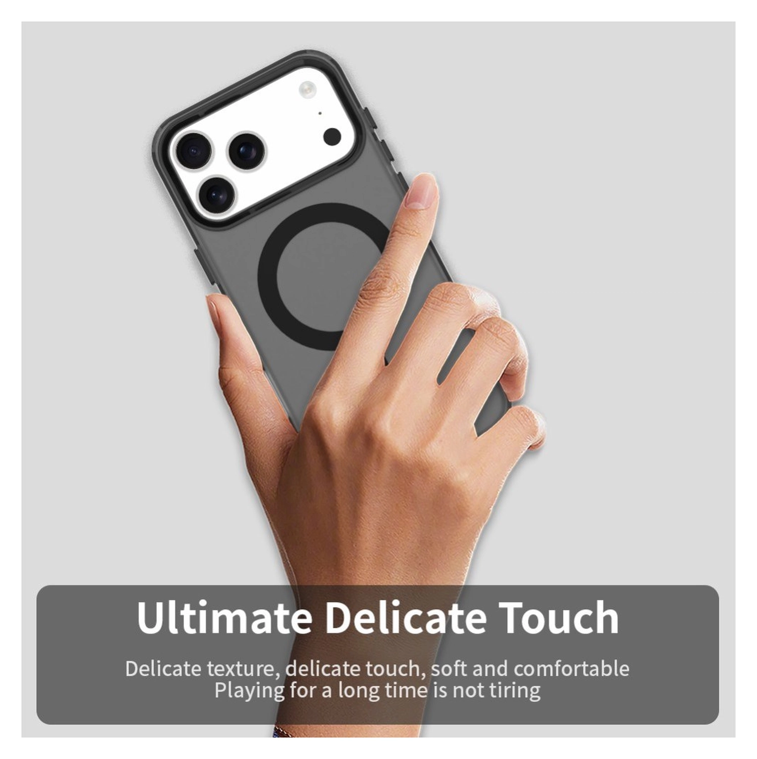 Apple iPhone 17 Pro Max Hoesje MagSafe Backcover Semi-Transparant & Zwart afbeelding 9
