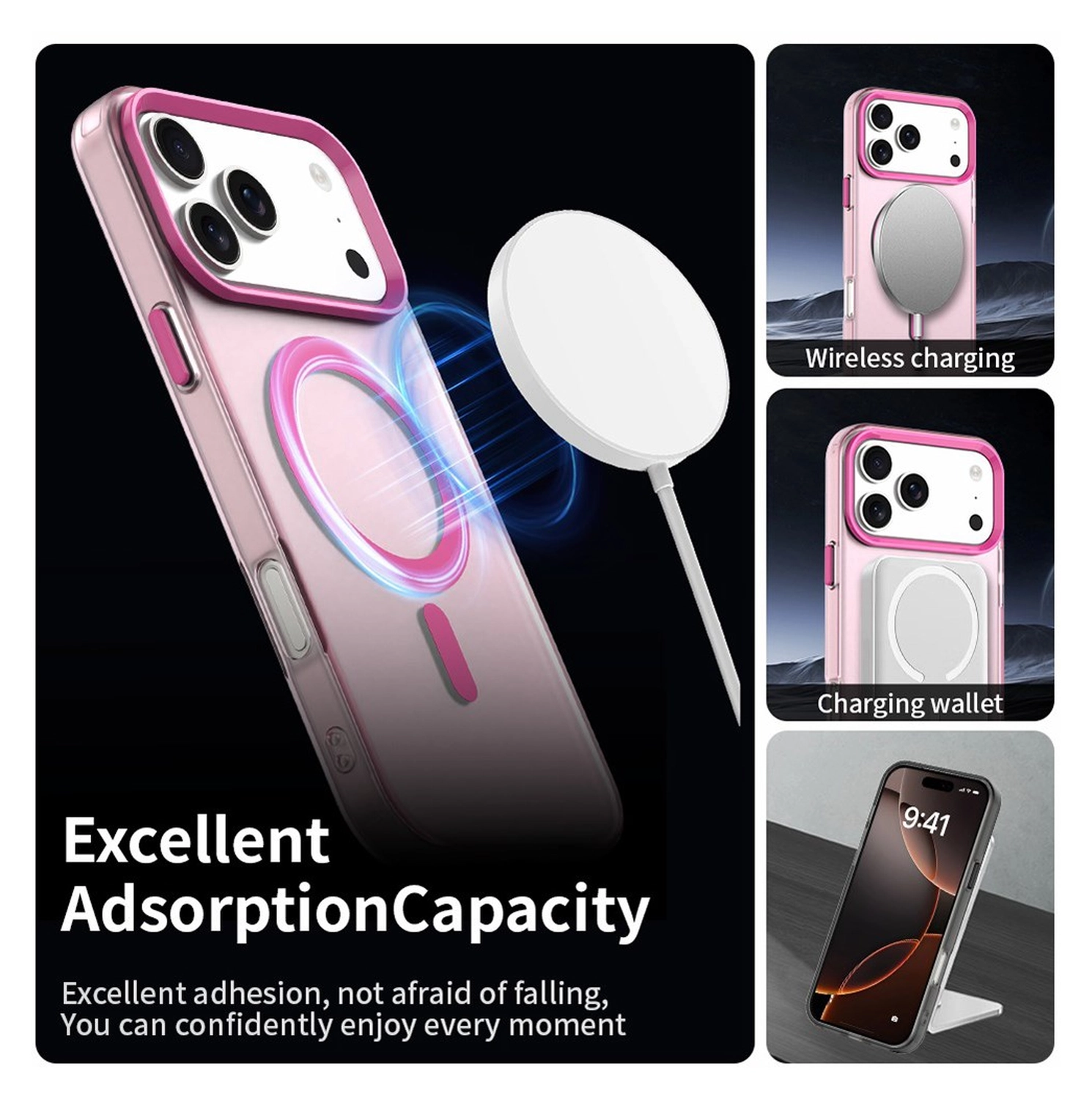 Apple iPhone 17 Pro Max Hoesje MagSafe Backcover Semi-Transparant & Roze afbeelding 5