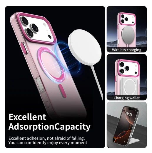 Apple iPhone 17 Pro Max Hoesje MagSafe Backcover Semi-Transparant & Roze afbeelding 5