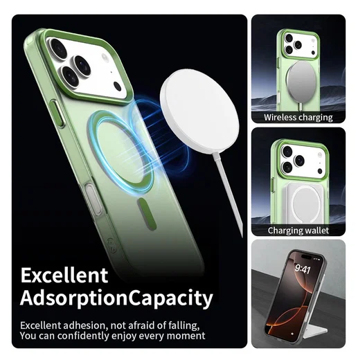 Apple iPhone 17 Pro Max Hoesje MagSafe Backcover Semi-Transparant & Groen afbeelding 5