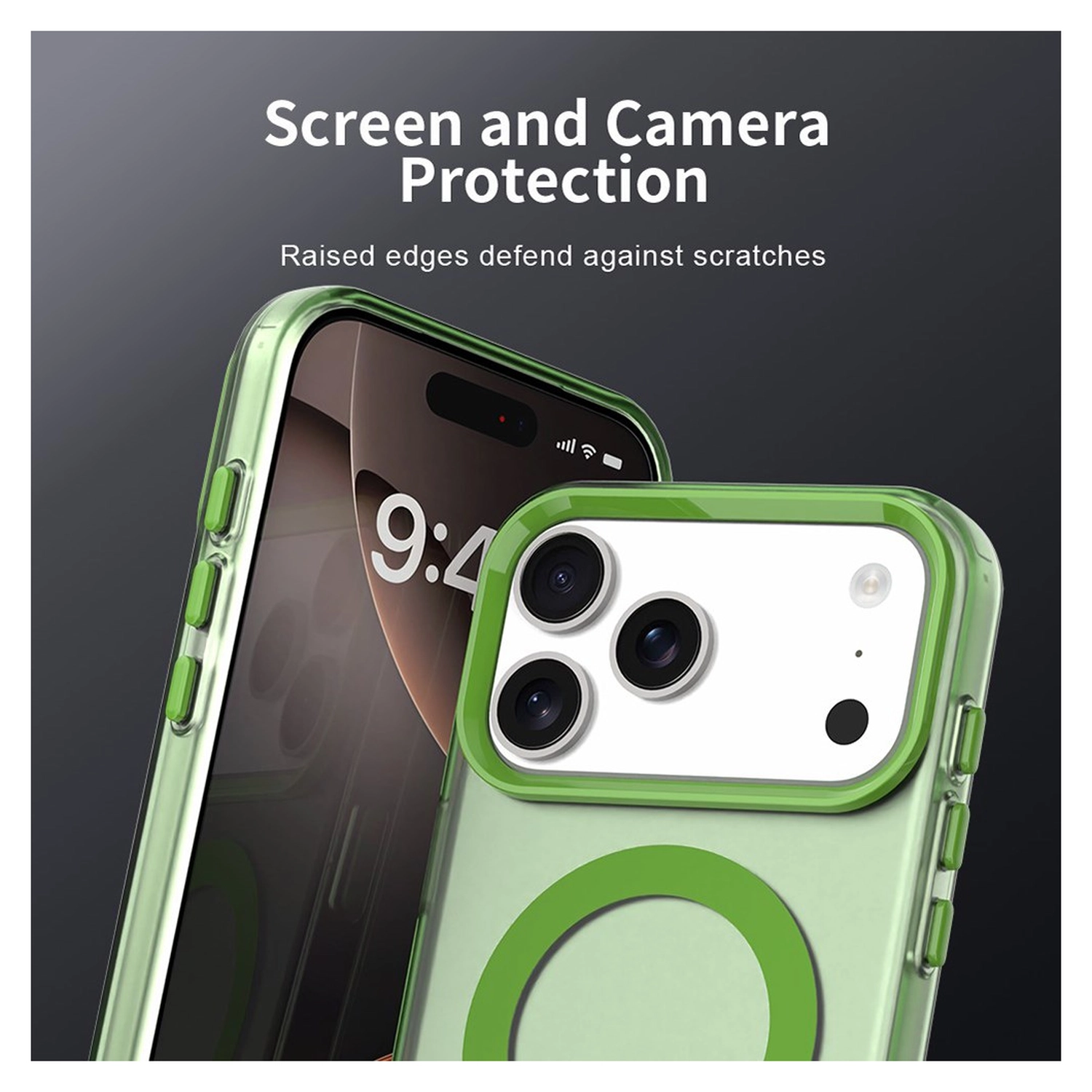 Apple iPhone 17 Pro Max Hoesje MagSafe Backcover Semi-Transparant & Groen afbeelding 8