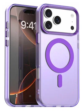 Apple iPhone 17 Pro Max Hoesje MagSafe Backcover Semi-Transparant & Paars