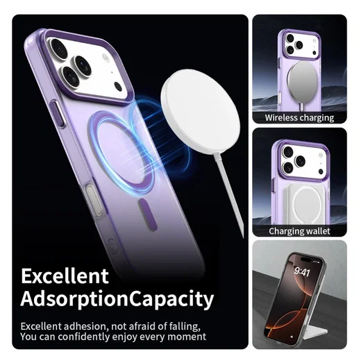 Apple iPhone 17 Pro Max Hoesje MagSafe Backcover Semi-Transparant & Paars afbeelding 5