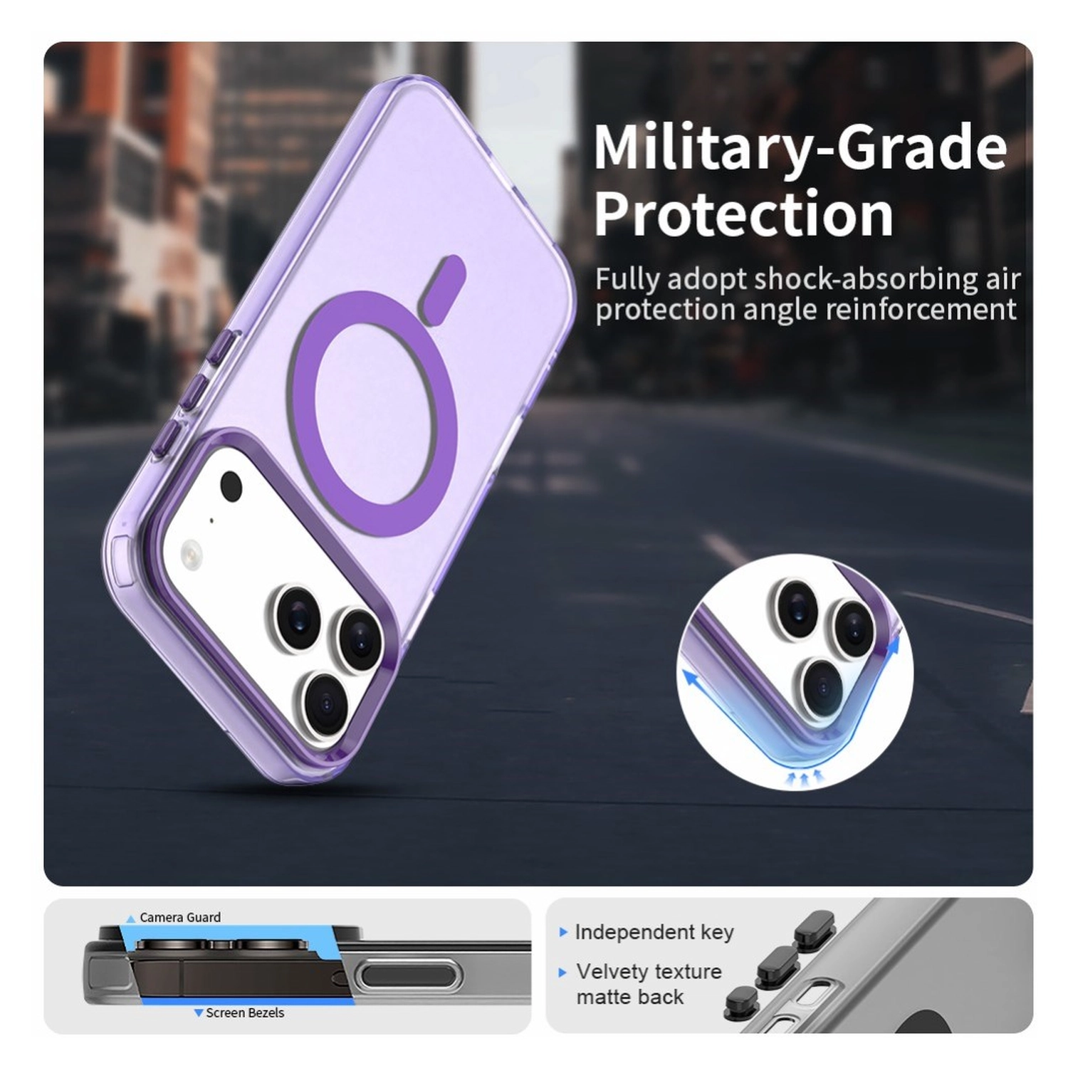 Apple iPhone 17 Pro Max Hoesje MagSafe Backcover Semi-Transparant & Paars afbeelding 6