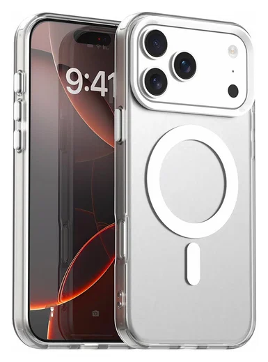 Apple iPhone 17 Pro Hoesje MagSafe Backcover Semi-Transparant & Wit afbeelding 1