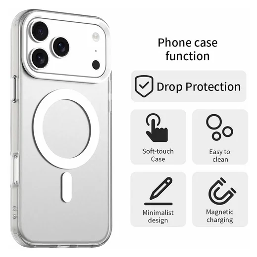 Apple iPhone 17 Pro Hoesje MagSafe Backcover Semi-Transparant & Wit afbeelding 2