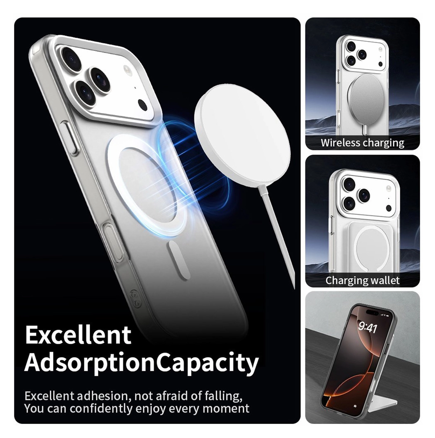 Apple iPhone 17 Pro Hoesje MagSafe Backcover Semi-Transparant & Wit afbeelding 5