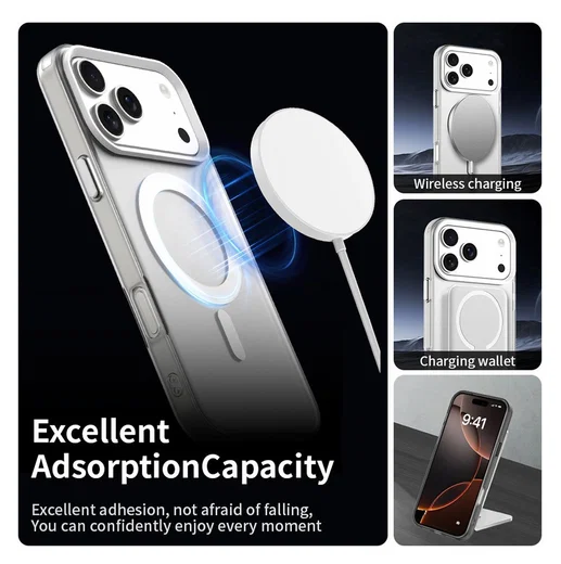 Apple iPhone 17 Pro Hoesje MagSafe Backcover Semi-Transparant & Wit afbeelding 5