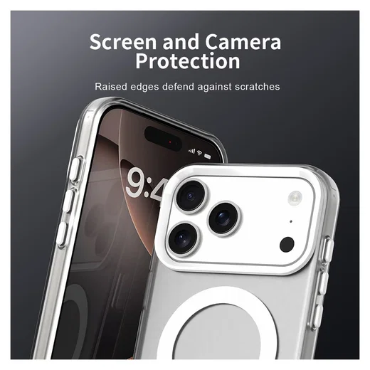 Apple iPhone 17 Pro Hoesje MagSafe Backcover Semi-Transparant & Wit afbeelding 8