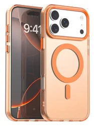 Apple iPhone 17 Pro Hoesje MagSafe Backcover Semi-Transparant & Oranje afbeelding