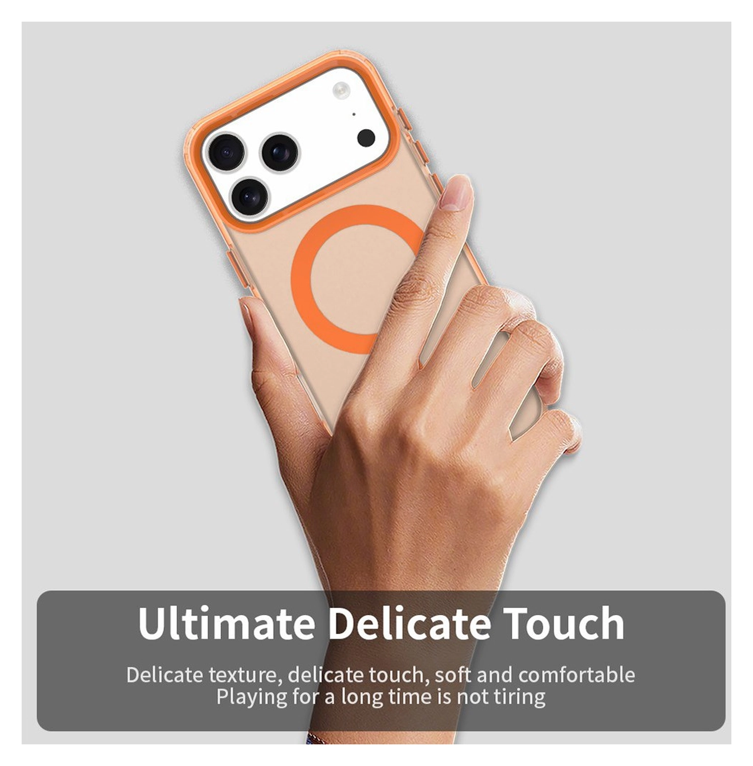 Apple iPhone 17 Pro Hoesje MagSafe Backcover Semi-Transparant & Oranje afbeelding 10
