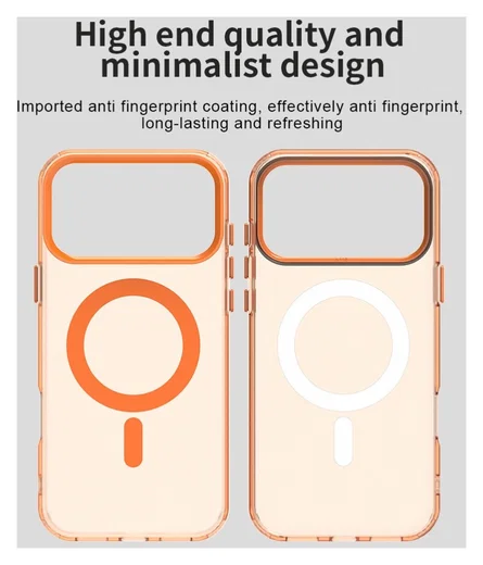 Apple iPhone 17 Pro Hoesje MagSafe Backcover Semi-Transparant & Oranje afbeelding 9