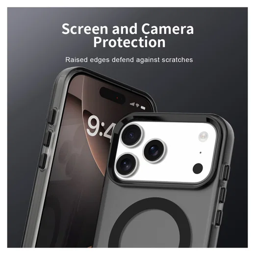 Apple iPhone 17 Pro Hoesje MagSafe Backcover Semi-Transparant & Zwart afbeelding 8