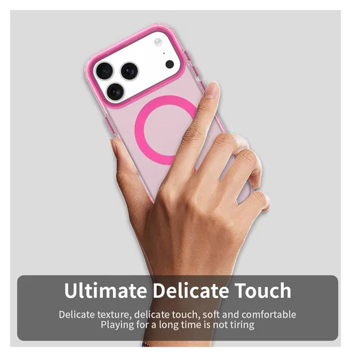 Apple iPhone 17 Pro Hoesje MagSafe Backcover Semi-Transparant & Roze afbeelding 10