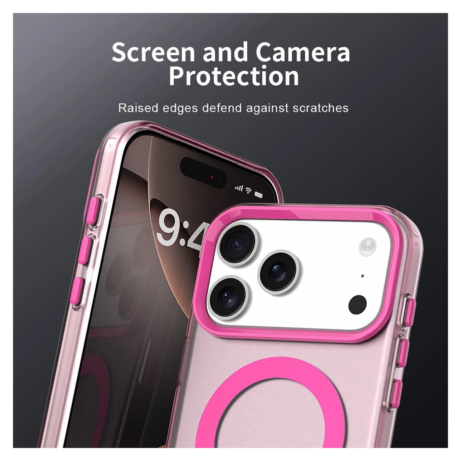 Apple iPhone 17 Pro Hoesje MagSafe Backcover Semi-Transparant & Roze afbeelding 8