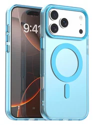 Apple iPhone 17 Pro Hoesje MagSafe Backcover Semi-Transparant & Blauw afbeelding