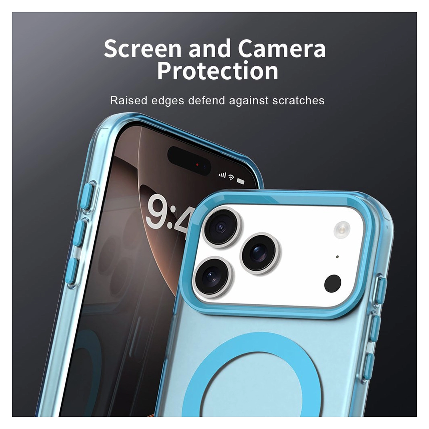 Apple iPhone 17 Pro Hoesje MagSafe Backcover Semi-Transparant & Blauw afbeelding 8