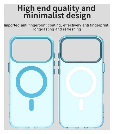 Apple iPhone 17 Pro Hoesje MagSafe Backcover Semi-Transparant & Blauw afbeelding 9