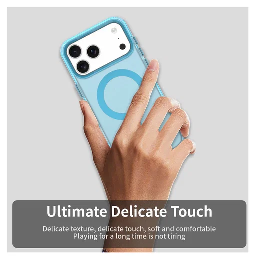 Apple iPhone 17 Pro Hoesje MagSafe Backcover Semi-Transparant & Blauw afbeelding 10
