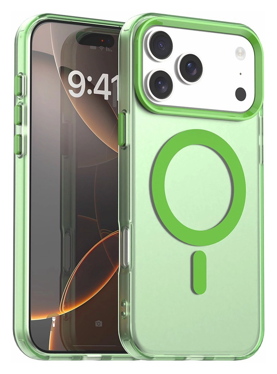 Apple iPhone 17 Pro Hoesje MagSafe Backcover Semi-Transparant & Groen afbeelding 1
