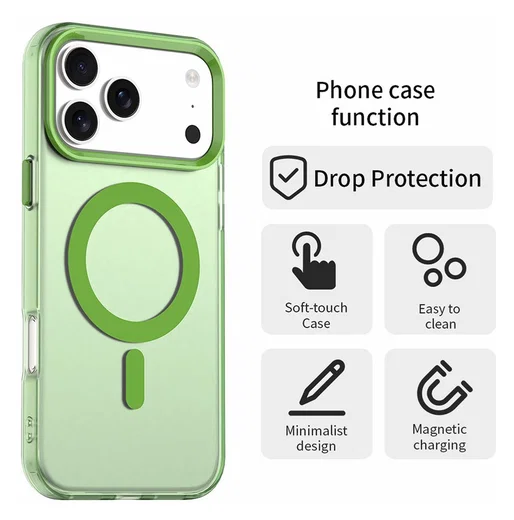 Apple iPhone 17 Pro Hoesje MagSafe Backcover Semi-Transparant & Groen afbeelding 2