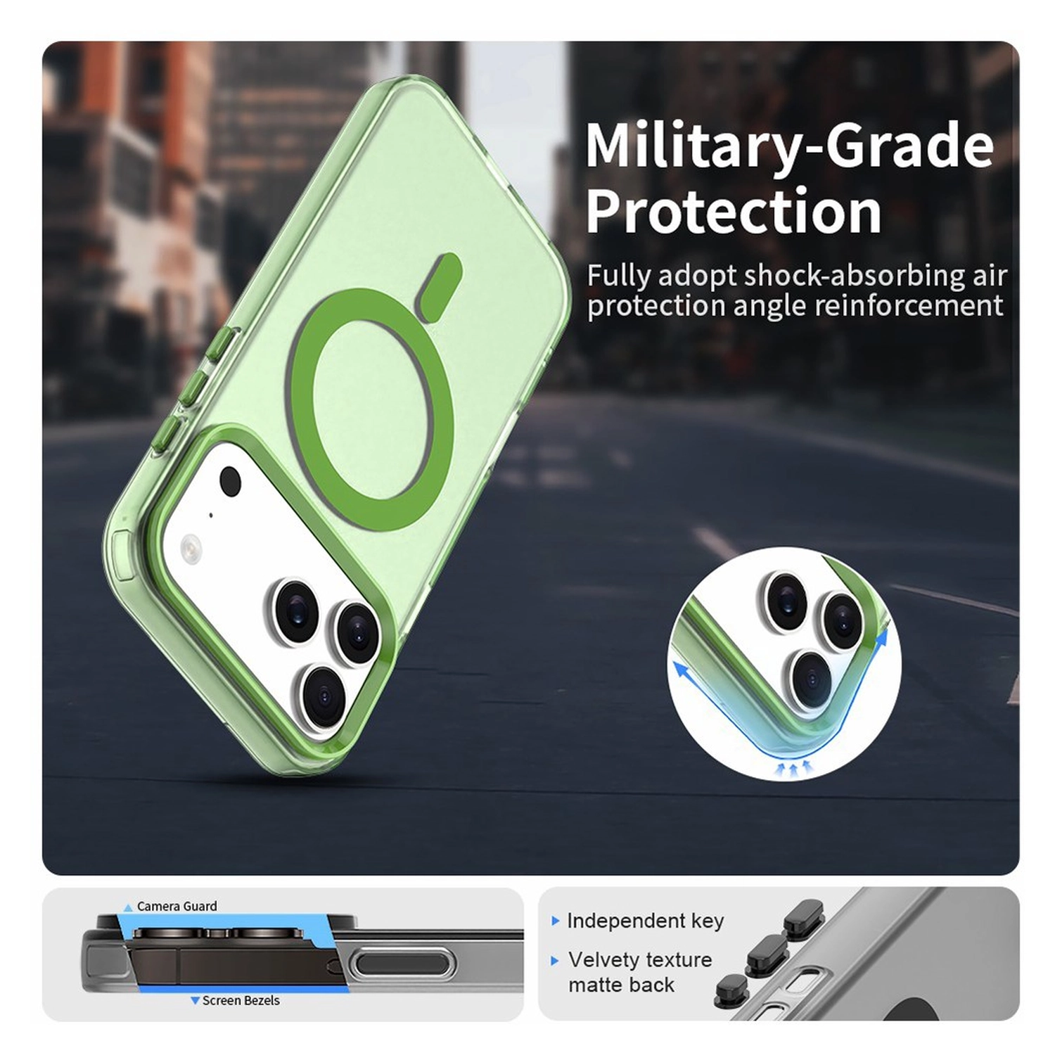 Apple iPhone 17 Pro Hoesje MagSafe Backcover Semi-Transparant & Groen afbeelding 8