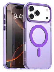 Apple iPhone 17 Pro Hoesje MagSafe Backcover Semi-Transparant & Paars afbeelding