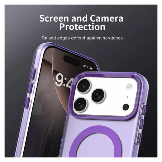 Apple iPhone 17 Pro Hoesje MagSafe Backcover Semi-Transparant & Paars afbeelding 9