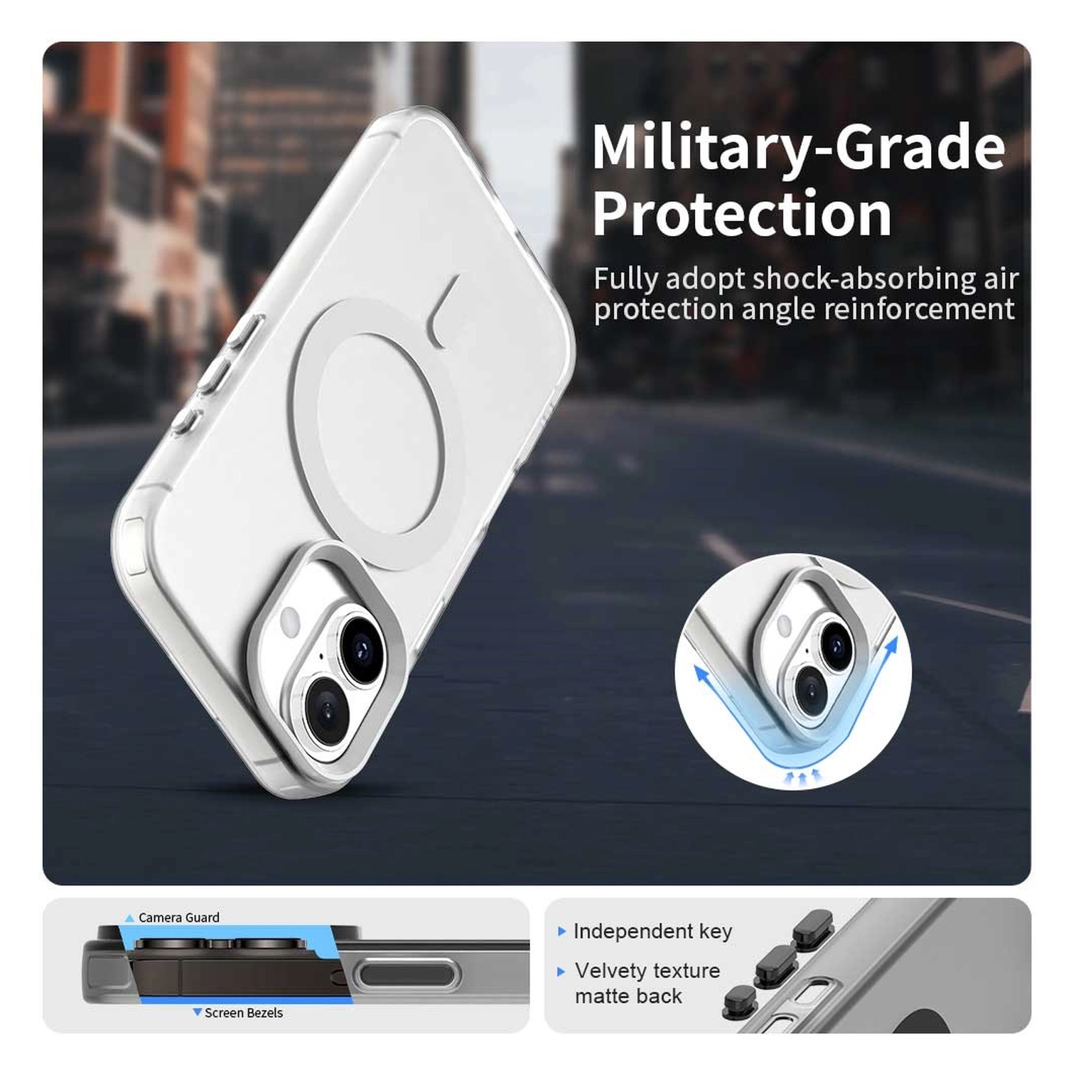 Apple iPhone 17 Hoesje MagSafe Backcover Semi-Transparant & Wit afbeelding 2