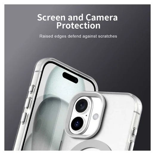 Apple iPhone 17 Hoesje MagSafe Backcover Semi-Transparant & Wit afbeelding 5