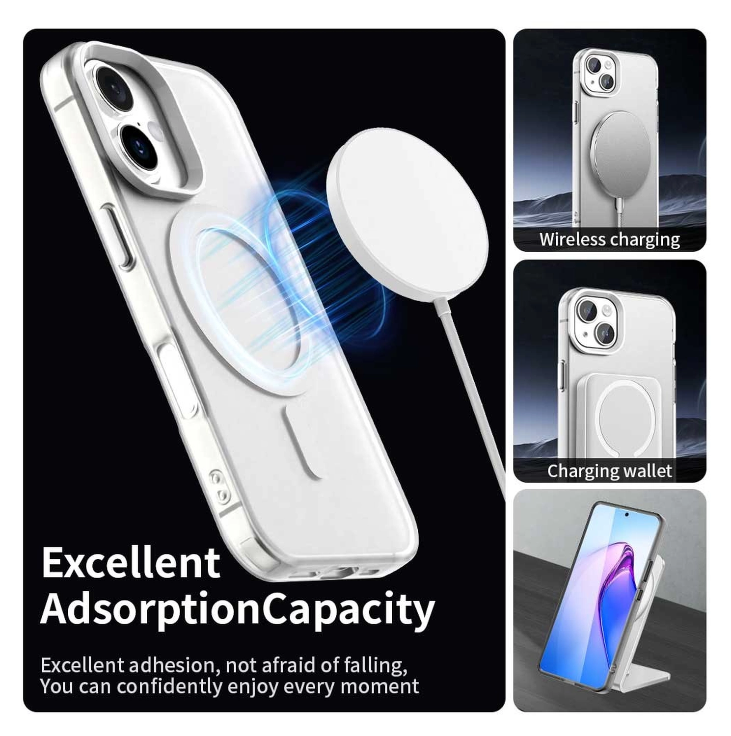 Apple iPhone 17 Hoesje MagSafe Backcover Semi-Transparant & Wit afbeelding 6