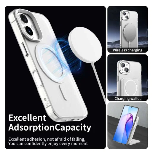 Apple iPhone 17 Hoesje MagSafe Backcover Semi-Transparant & Wit afbeelding 6