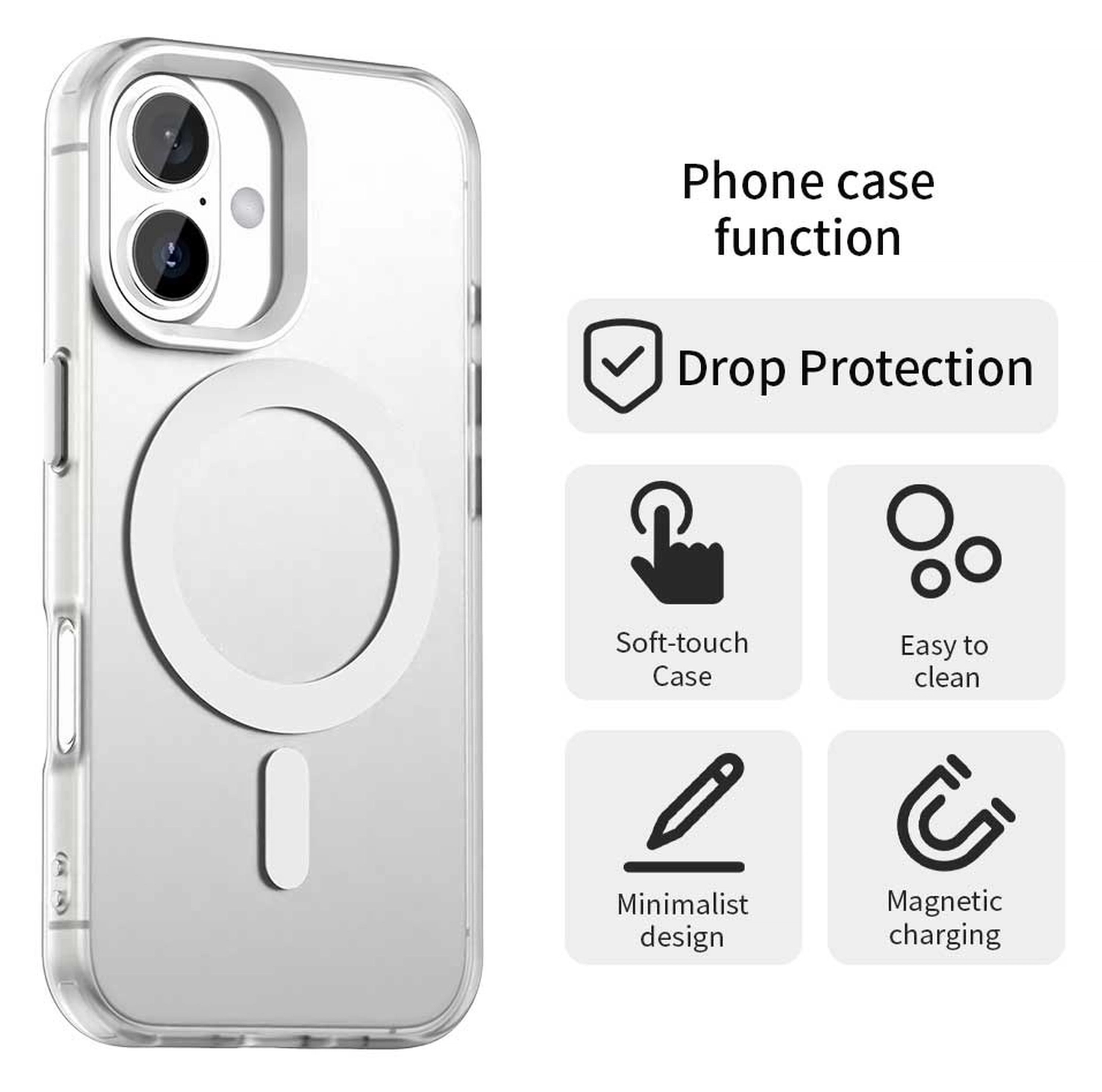 Apple iPhone 17 Hoesje MagSafe Backcover Semi-Transparant & Wit afbeelding 8